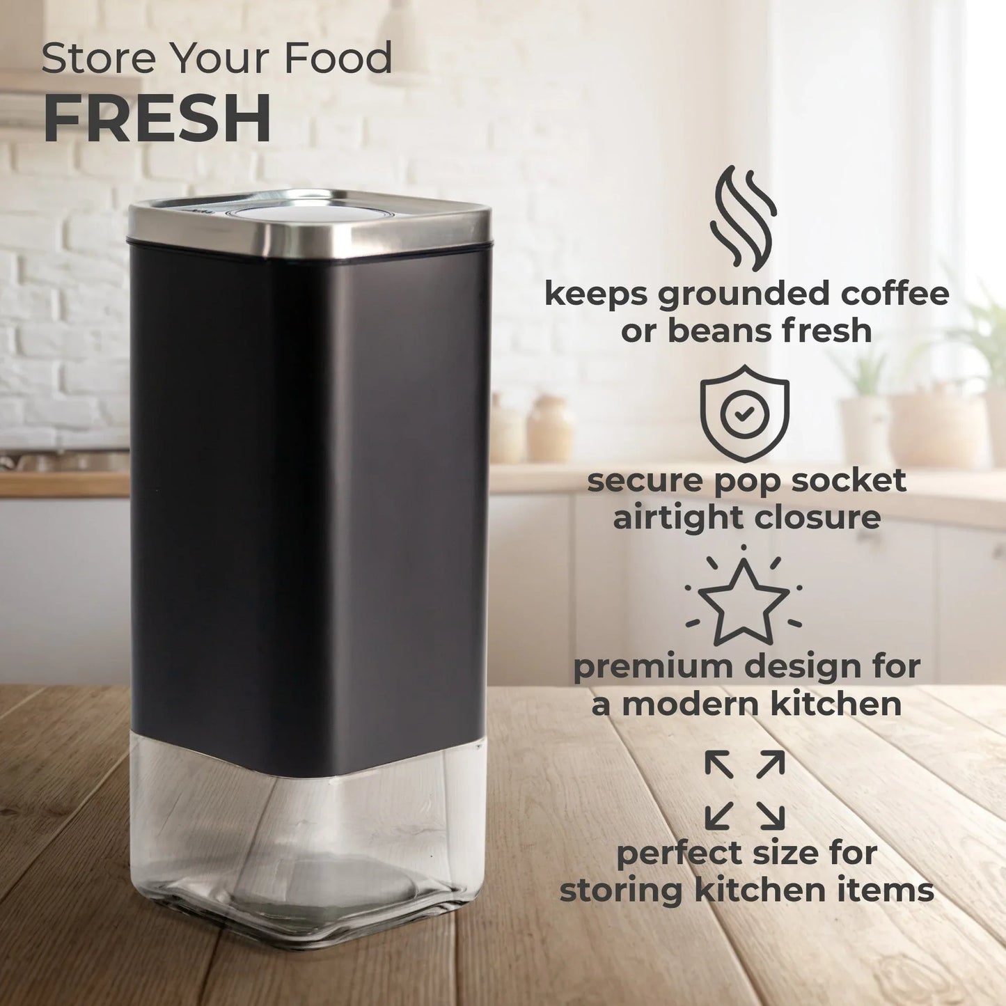 16oz Square Glass Storage Container, KF3022S - coffeefetch.com