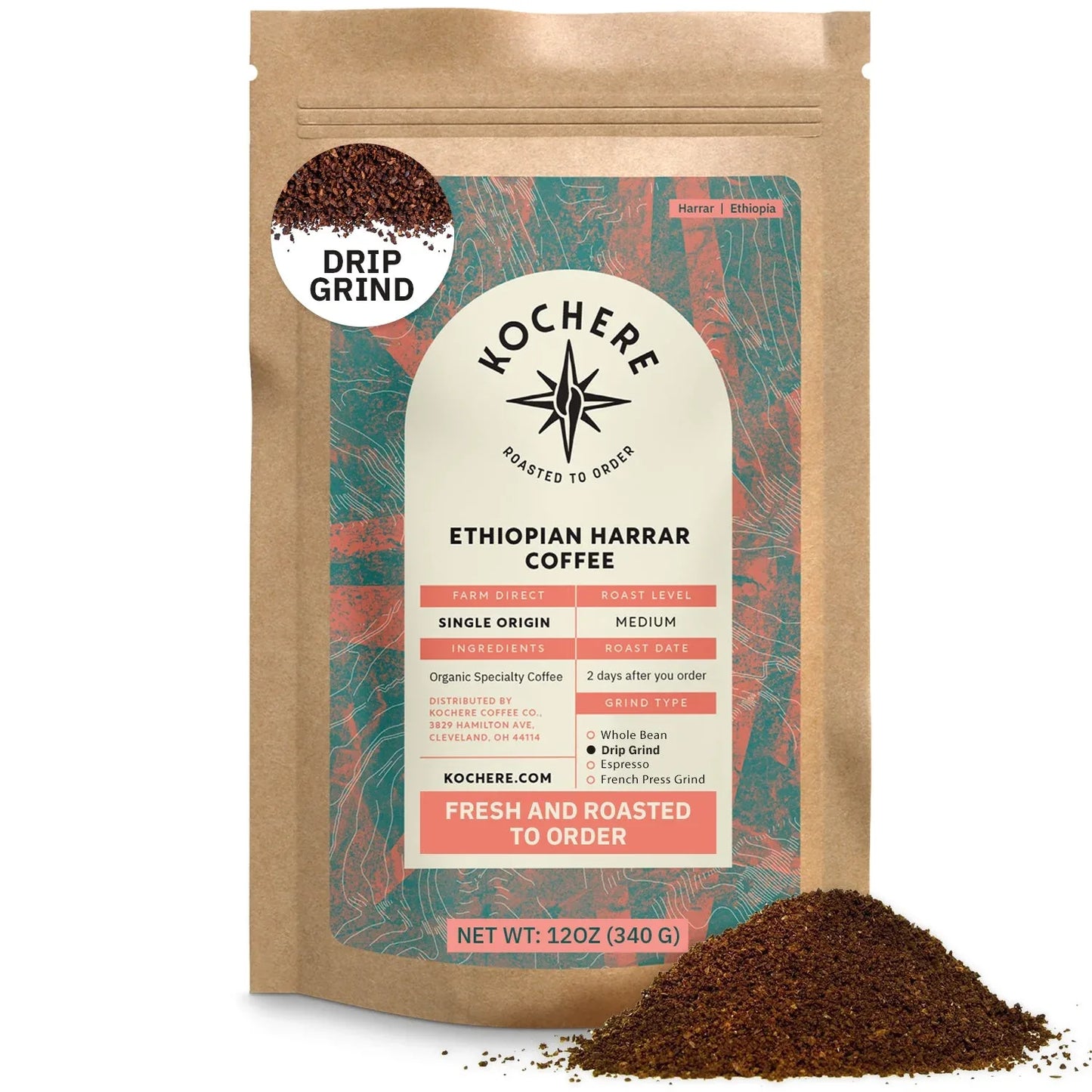 Ethiopia Harrar Natural – Medium Roast – Blueberry, Dark Chocolate & Wild Fruit