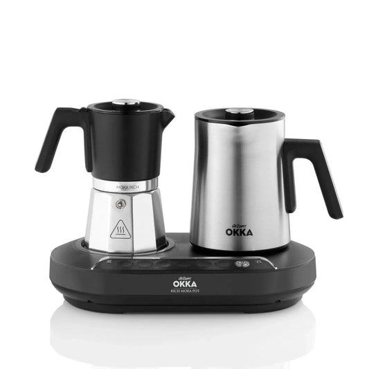 Arzum Okka Rich Moka Pot Turkish Coffee and Moka Maker, Velvetiser, Milk Frother, 120V, 5 Cups, Stainless Steel Cooking Pot, Chrome - coffeefetch.com